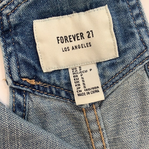 Forever 21 Distressed Jean Overall Shorts Size S - Picture 10 of 10